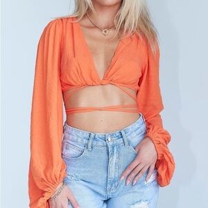 Princess Polly Orange Long Sleeve Top